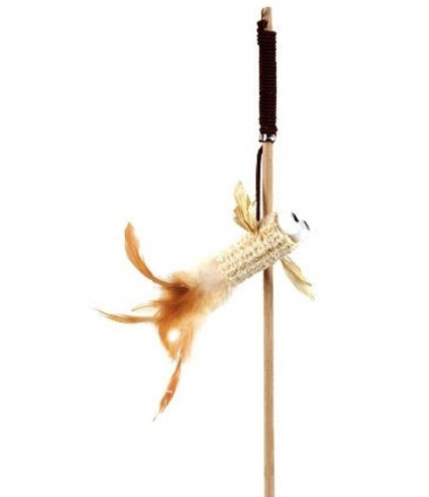 Triol удочка-дразнилка "Птичка" из хлопка, кукурузных листьев и дерева