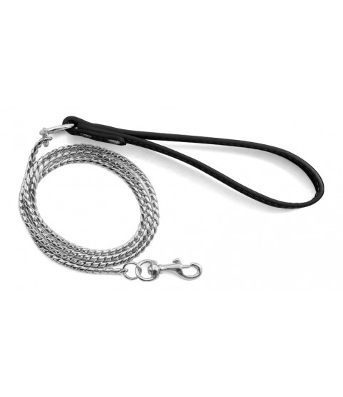 Triol поводок-цепь с кожаной ручкой "Змейка" серебро Triol поводок-цепь с кожаной ручкой "Змейка" серебро